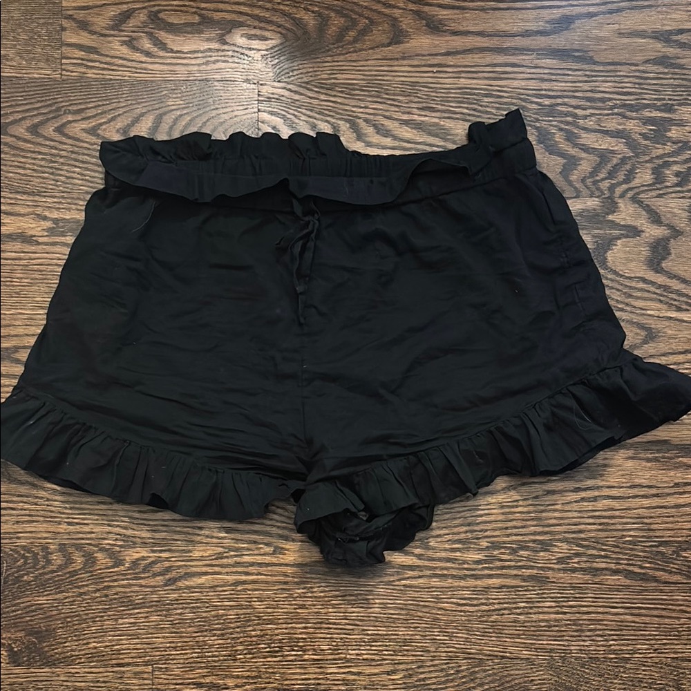 J. Crew Sheer Black Ruffle Shorts